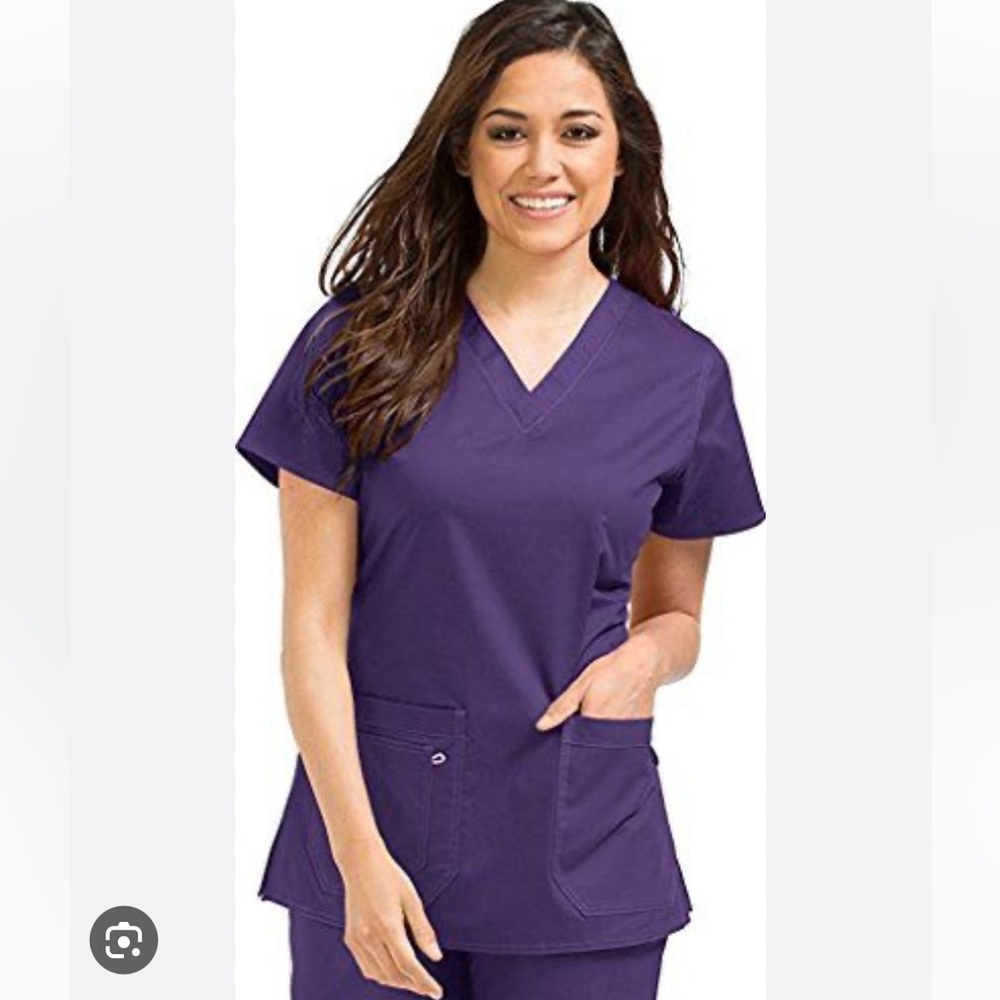 EUC Med Couture Purple/Plum Scrub Set MC2 Olivia Scrub Top and Cargo Pants XL/L